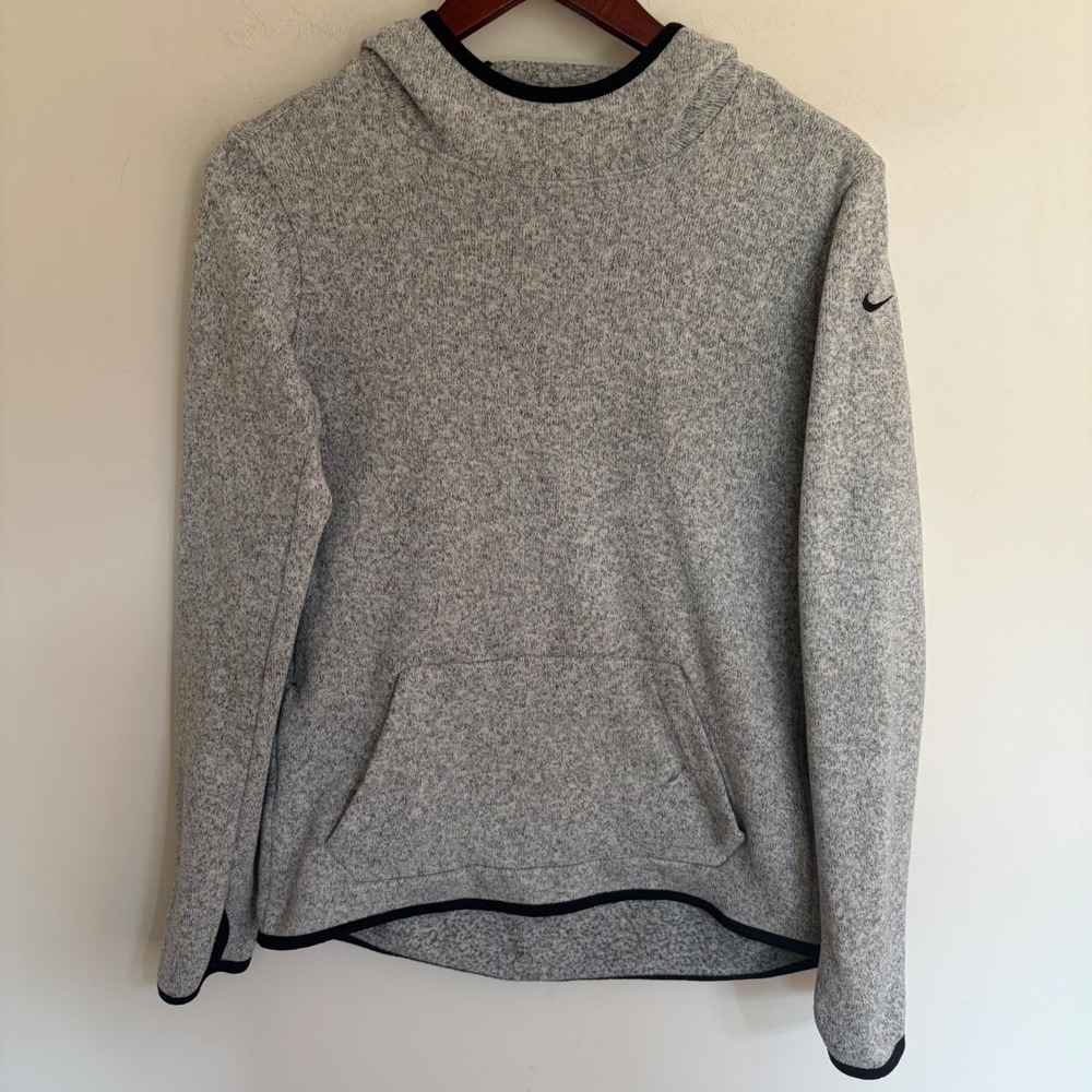 Nike Therma-FIT Grey  Knit Hoodie Mens Athletic Pullover Training Sweatshirt Med